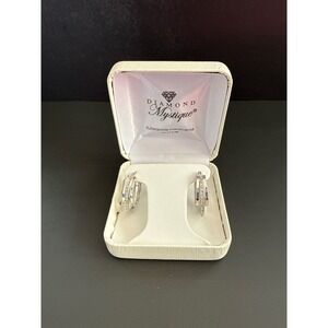 Diamond Mystique Platinum over Sterling Silver Diamond Accent Double Hoops